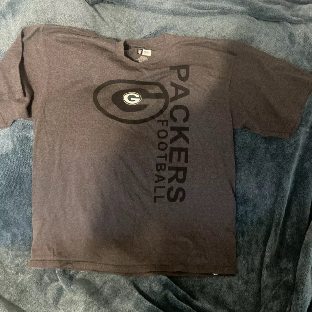Green Bay Packers Majestic NFL Team Apparel Grey Shirt PACKER 2x LOGO Size XL